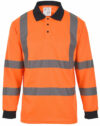Orange Hi Vis Long Sleeve Polo Shirt EN20471 photo