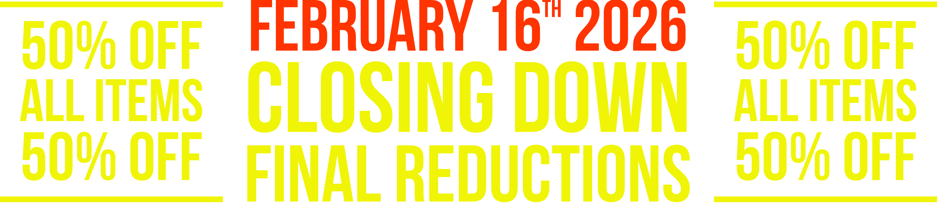 'Closing Down Sale' on padded garments promotional graphic